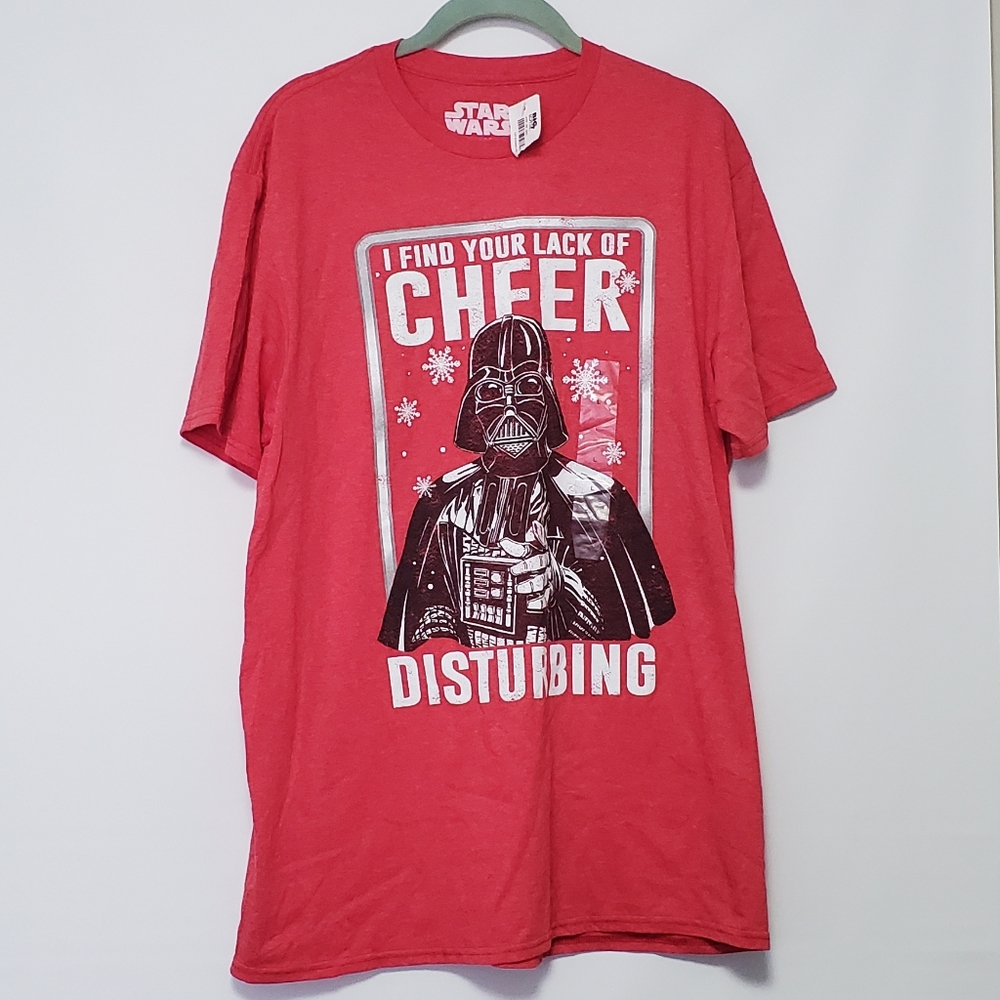 NWT Star Wars Darth Vader Christmas T-shirt Large "Lack of Cheer Disturbing"